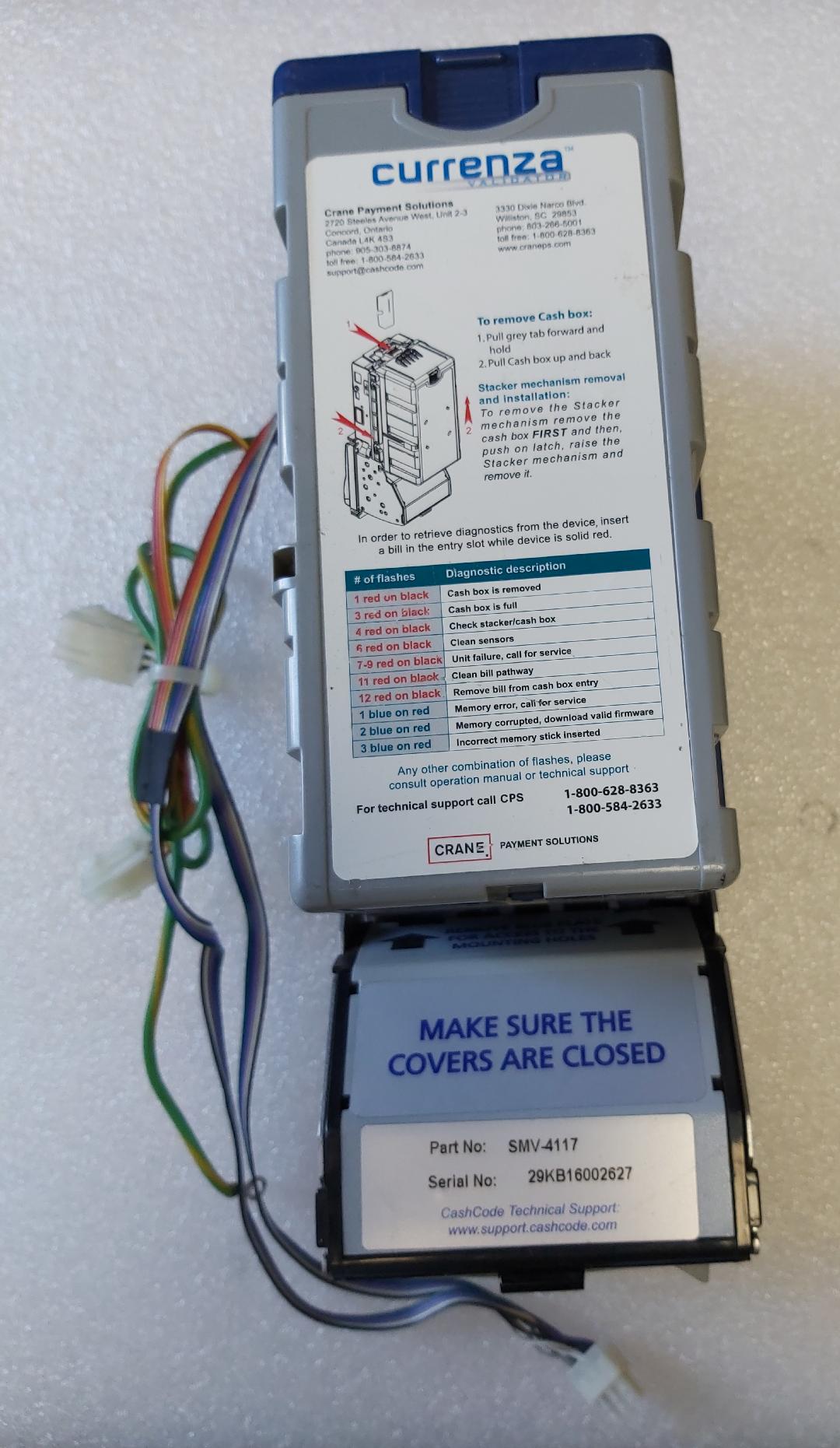 CRANE Cashcode SMV4117 Bill Validator Acceptor Changer DBA for sale